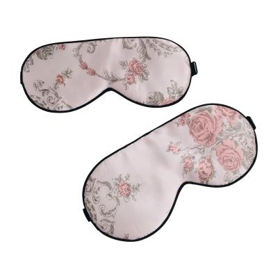 China Pattern printed hot sale crafted pure silk eyemask printed for whole night with adjustable elastic band for sale