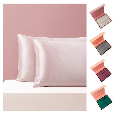 China High Quality Anti-static Pure Silk Wrap Pillow Case Gift Set Of 22 Mm Color Silk Pillowcase Pillow Cases for sale