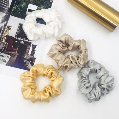 China Fashion Hair Accessories Luxury Wedding Hair Flips Scrunchie Ties 3 cm Single Color Mini Silk Hair Scrunchies for sale