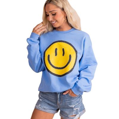 China 2021 Amazon success smile face women breathable hoodie tops for women oversized fashion for sale