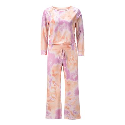 China 2021 Autumn Winter New Arrival Ladies Home Wear QUICK DRY Dye Link Two Pieces Pajamas for sale