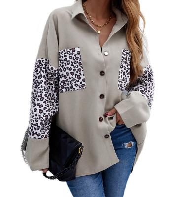 China 2021 New Arrival Autumn Leopard Sewing Plus Size QUICK DRY Ladies Shacket In Stock For Women for sale