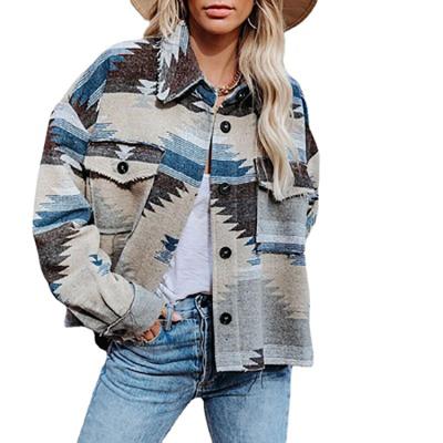 China 2021 New Arrival Autumn Aztec Printing Plus Size QUICK DRY Ladies Shacket In Stock For Women for sale