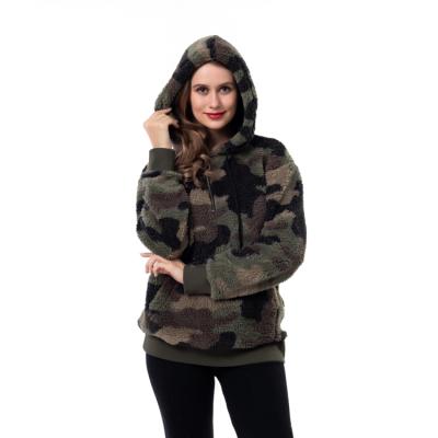 China Amazon Hit Winter Fashion Breathable Women Camouflage Hoodie New Arrival Tops With Casual Zipper Warm Women Pullover for sale