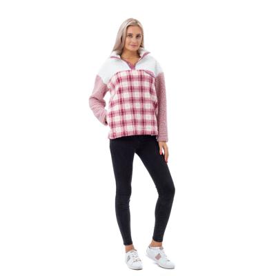 China Winter Fashion New Arrival Women Plaid Breathable Jacket Full With Zipper Women Pullover Warm Street Wear for sale