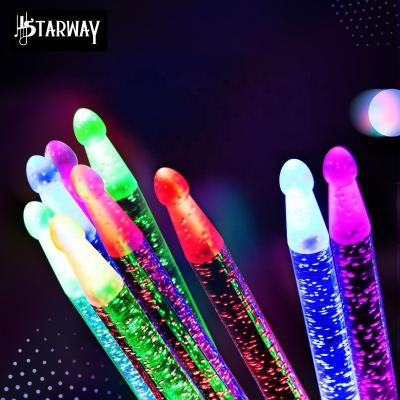 China Starway Acrylic Drum Stick 40.5cm LED Light Up Luminous Drumstick In Dark Performance Stage Jazz Drumsticks for sale