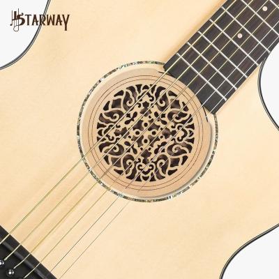 China Welding Carbon and Sapele Mahogany Wood Soundhole Guitar Ponytail Hair Sound Hole Back Block Cover Pad Fir Wood For Acoustic Folk Eq Guitars for sale