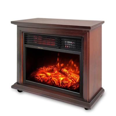 China Outdoor 3d flame free portable wooden infrared quartz ELECTRIC HEATER fireplace for sale