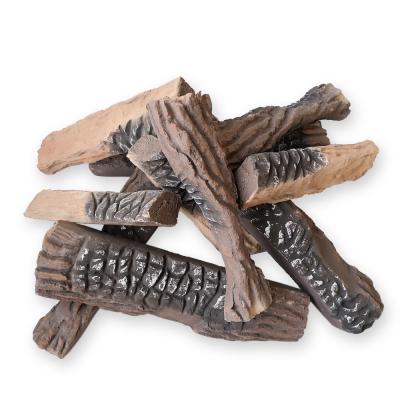 China Silver Birch Fireplace Decor Small Firepit Ceramic Gas Fireplace Log Decorative Wood Set for sale