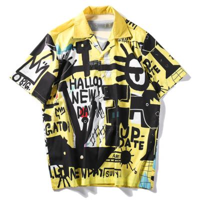 China Breathable Hip Pop Hip Sleeve Graffiti Shirts Summer Short Fancy Shirt for sale