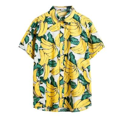 China Banana Print Summer Beach Hawaiian Shirt Men's Casual Breathable Clothing for sale