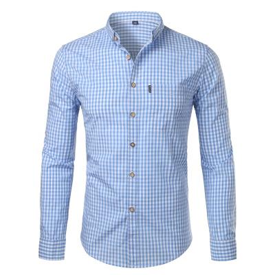 China Breathable Plaid Shirt Mens Long Sleeve Casual Shirt Man Official Shirt Manufacturer for sale