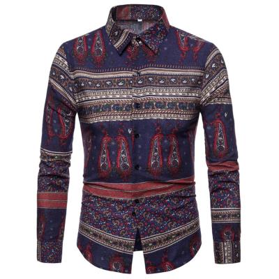 China Breathable Autumn Long Sleeve Printed African Shirt Mens Mens Clothing for sale