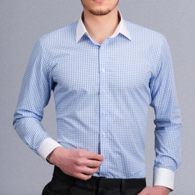 China New Trend Plaid Cuff French Mens Suits Breathable Dress Shirt For Men for sale