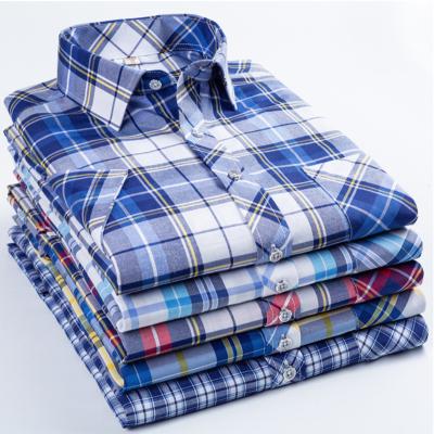 China Breathable Formal Small Plaid Dress Shirt Button Down Mens Summer Shirt for sale