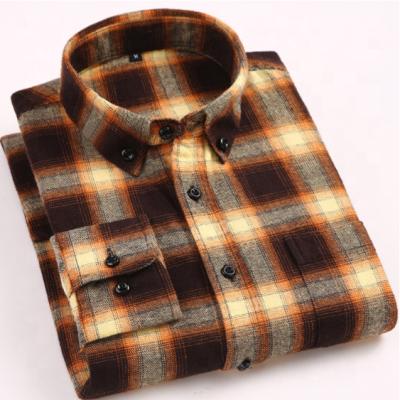 China Stylish Brushed Cheap Cloth Mens Button Down Shirts Breathable Plaid Shirt for sale