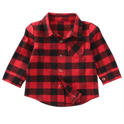 China Viable Red Black Flannel Plaids Clothing Baby Kids Fall Clothes Kids Shirt for sale