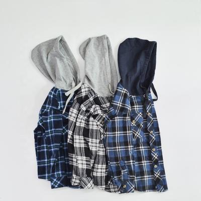 China Viable Hooded Boys Plaid Shirt Flannel Kids Children Clothings for sale