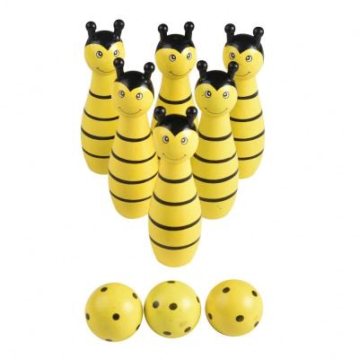 China Bee Design WOODEN Wooden Bowling Rolling Game Set For Adults Children for sale