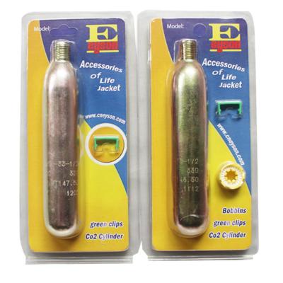 China Eyson Inflatable Wholesale Accessories Life Jacket Rescue Vest Accessories 17g 24g 33g 60g Inflatable CO2 Cartridge Gas Cylinder for sale