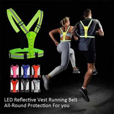 China USB LED Gear Reflective Running Bright High Visibility USB LED Reflective Vest Water Proof Vest Waist Adjustable Shoulder for sale