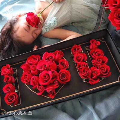 China Repurposed materials gift box I love you with clay flower rectangle gift box for my girlfriend on valentine's day for sale