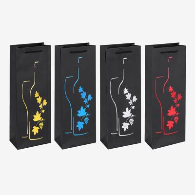 China Recycled Materials Factory Direct Wholesale Ready To Ship Premium Wine Bottle Bag With Handle Wine Bottle Paper Bag Christmas for sale