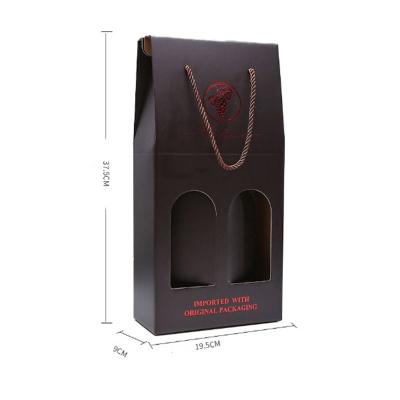 China Luxury Double Bottle Materials Luxury Double Bottle Foldable Recycled Recycled Wine Beverage Champagne Gift Boxes/Brown Mini Wine Bottle Box for sale