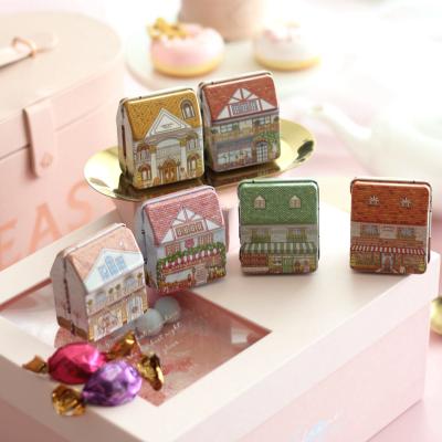 China Beautiful Recyclable Octagonal Eight Side House Shape Metal Tin Box With Personalized Design for sale