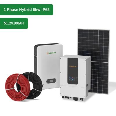 China ONESUN Africa Versions 6Kw Home Use Hybrid On/Off Grid Solar Power Solar Power System With Wall Mounted Battery for sale