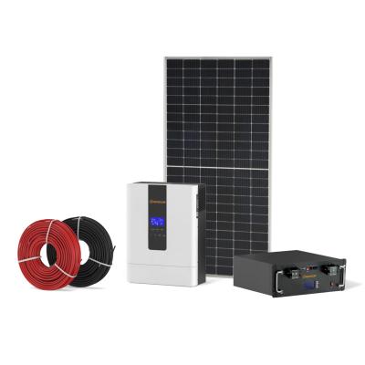 China Onesun Home Hybrid Panel Solar System Full Kit With Solar Hybrid Inverter Lifepo4 Battery Pack for sale