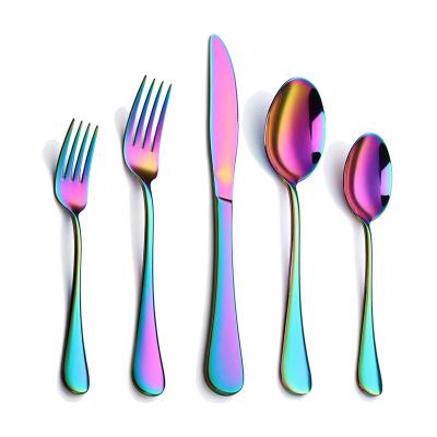 China Sustainable Mirror Polished Colorful Silverware Set, 20-Piece Stainless Steel Flatware Set, Iridescent Cutlery Service for 4 for sale