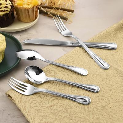 China Tea Coffee Dessert Flatware Spoon And Fork Sustainable Silver Cutlery Set Stainless Steel for sale