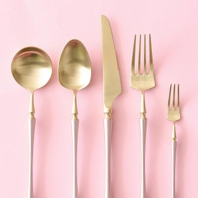 China 18/10 Stainless Steel Slim Body Viable High Quality Gold Flatware, Matte Gold Spoon Fork Knife Rose Cutlery Set for sale