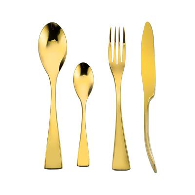 China Viable High Quality Hotel Luxury Wedding Gift Colored Polished Metal Stainless Steel Flatware Gold Plated Cutlery Set for sale