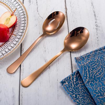 China Sustainable Rose Gold Stainless Steel Catering Serving Utensils For Party Buffet Dinner Cooking Kitchen , Mirror Finishing Flatware for sale