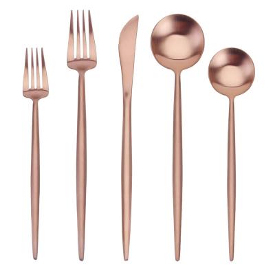 China Sustainable Luxury Cutlery Stainless Steel Rose Gold Flatware Dinnerware Set For Cafe for sale