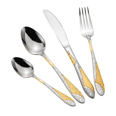 China Customization Pattern Viable High End Silverware Gold Flatware Stainless Steel Star Gilded Gold Flatware For Home for sale