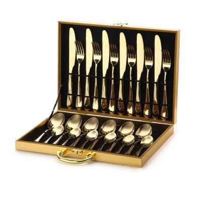 China Durable High End Modern Metal Matte Gold Spoons Set 24 Pcs Stainless Steel Cutlery for sale