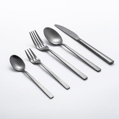 China Viable Manufacturer Wholesale Stainless Steel Matte Black Wedding Reusable Spoon and Fork Silverware Cutlery Set for sale