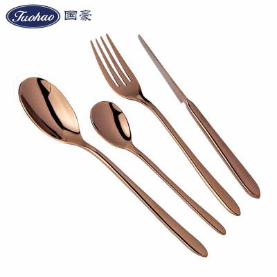 China Sustainable European Style Customize Teaspoon Scoop 18/10 Stainless Steel Rose Gold Cutlery Set for sale