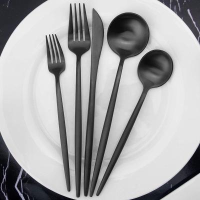 China Stainless Steel Matte Black Flatware Viable PVD Wholesale Cutlery Set for sale