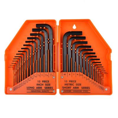 China Stainless Steel 30-Piece Allen Wrench Set Inch /Metric Hex Wrench Spanner Set for sale