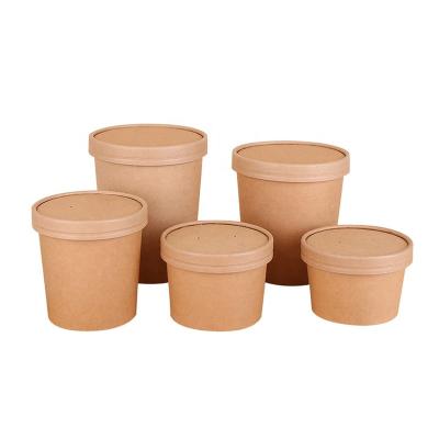 China Custom Print Disposable Biodegradable 8oz 12oz 16oz 26oz 32oz Take Away Kraft Paper Soup Cup With Lid for sale