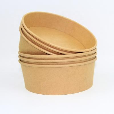 China Recycled Materials 100% Eco Friendly Biodegradable Disposable Kraft Paper Salad Bowl With Lid for sale