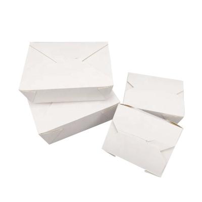 China Wholesale Disposable Porcelain Lunch Packing Paper Card Takeaway Food White Paper Box for sale