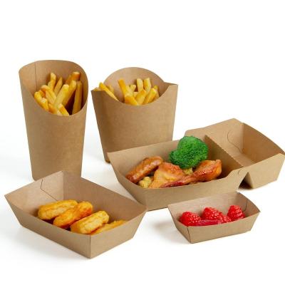 China Recycled Materials French Fries Paper Cup Fast Food Restaurant French Fries Scoop Cup for sale