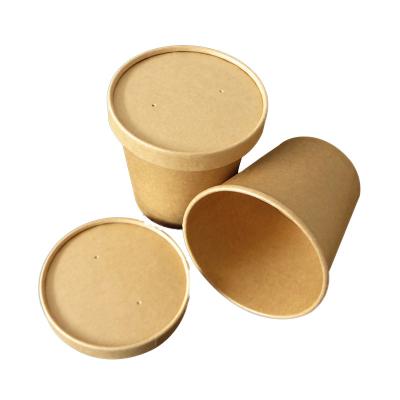 China Biodegradable Paper Soup Cups With Lids Paper Hot Soup White Paperboard Kraft Paper Cup for sale