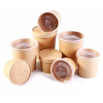 China Recycled Materials Manufactured Microwave Wrapping Paper Soup Cup And Disposable Lined Paper Bowl With Paper Lid for sale