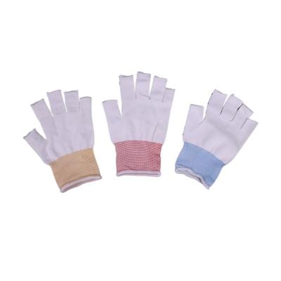 China Reusable Seamless Construction Half-Finger Polyester Glove Liners For Cleanroom Te koop